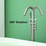 CUPC Freestanding Bathtub Faucet 3 Knob Bathroom Brass Floor Mounted Tub Filler with Hand Shower tub-filler-freestanding-bathtub-faucet-floor-mounted-brass-bathroom-tub-faucets-with-hand-shower 