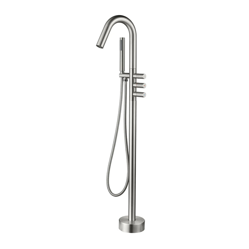 CUPC Freestanding Bathtub Faucet 3 Knob Bathroom Brass Floor Mounted Tub Filler with Hand Shower tub-filler-freestanding-bathtub-faucet-floor-mounted-brass-bathroom-tub-faucets-with-hand-shower 