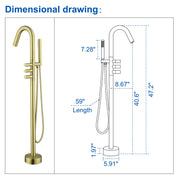 CUPC Freestanding Bathtub Faucet 3 Knob Bathroom Brass Floor Mounted Tub Filler with Hand Shower tub-filler-freestanding-bathtub-faucet-floor-mounted-brass-bathroom-tub-faucets-with-hand-shower 