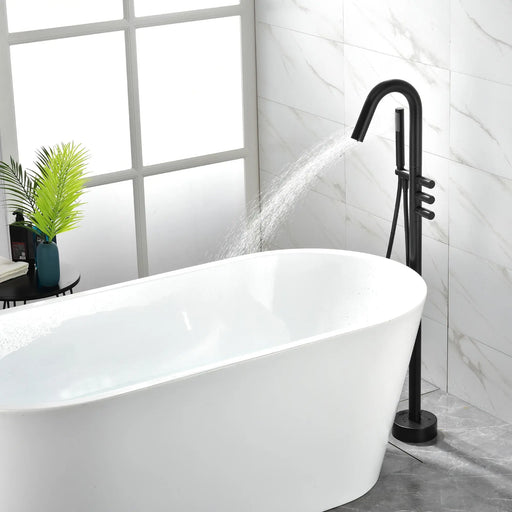 CUPC Freestanding Bathtub Faucet 3 Knob Bathroom Brass Floor Mounted Tub Filler with Hand Shower tub-filler-freestanding-bathtub-faucet-floor-mounted-brass-bathroom-tub-faucets-with-hand-shower 