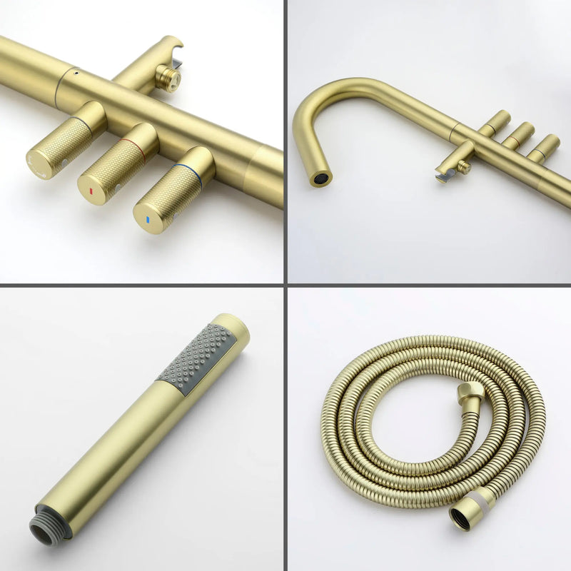 CUPC Freestanding Bathtub Faucet 3 Knob Bathroom Brass Floor Mounted Tub Filler with Hand Shower tub-filler-freestanding-bathtub-faucet-floor-mounted-brass-bathroom-tub-faucets-with-hand-shower 