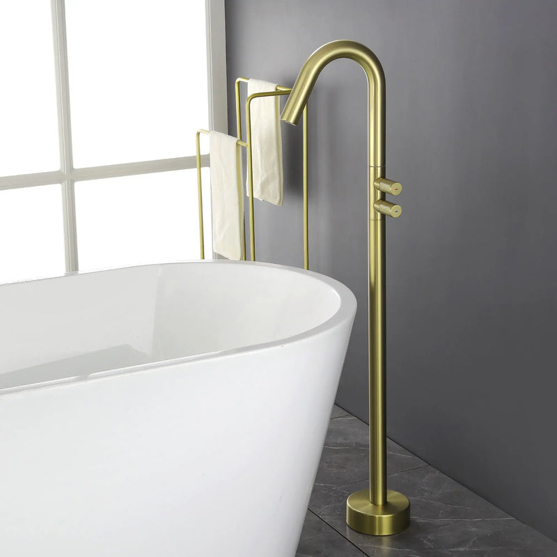 CUPC Freestanding Tub Filler Bathtub Faucet 360-Degree Rotating Floor Mounted Faucets in matte black, brushed nickel, brushed gold, brushed gun grey freestanding-tub-filler-bathtub-faucet-black-floor-mounted-faucets 