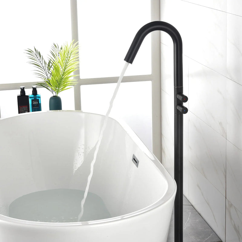 CUPC Freestanding Tub Filler Bathtub Faucet 360-Degree Rotating Floor Mounted Faucets in matte black, brushed nickel, brushed gold, brushed gun grey freestanding-tub-filler-bathtub-faucet-black-floor-mounted-faucets 