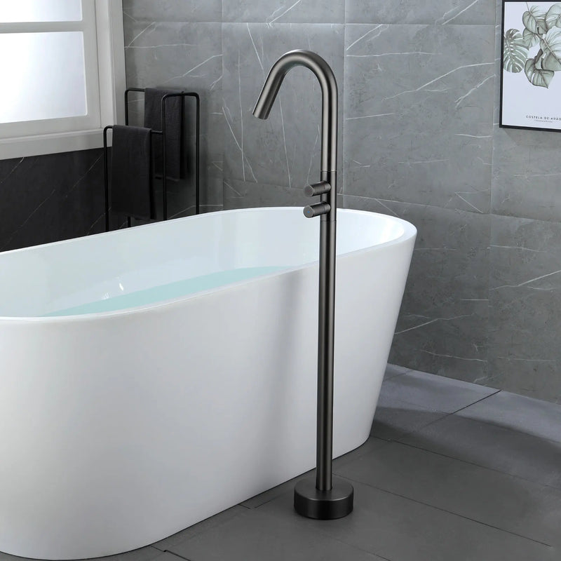 CUPC Freestanding Tub Filler Bathtub Faucet 360-Degree Rotating Floor Mounted Faucets in matte black, brushed nickel, brushed gold, brushed gun grey freestanding-tub-filler-bathtub-faucet-black-floor-mounted-faucets 