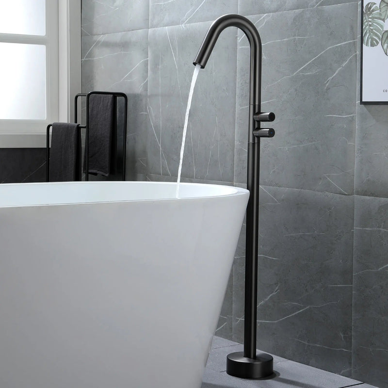 CUPC Freestanding Tub Filler Bathtub Faucet 360-Degree Rotating Floor Mounted Faucets in matte black, brushed nickel, brushed gold, brushed gun grey freestanding-tub-filler-bathtub-faucet-black-floor-mounted-faucets 