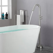 CUPC Freestanding Tub Filler Bathtub Faucet 360-Degree Rotating Floor Mounted Faucets in matte black, brushed nickel, brushed gold, brushed gun grey freestanding-tub-filler-bathtub-faucet-black-floor-mounted-faucets Brushed Nickel / Brass / 30.1 x 14.3 x 2.7 inches
