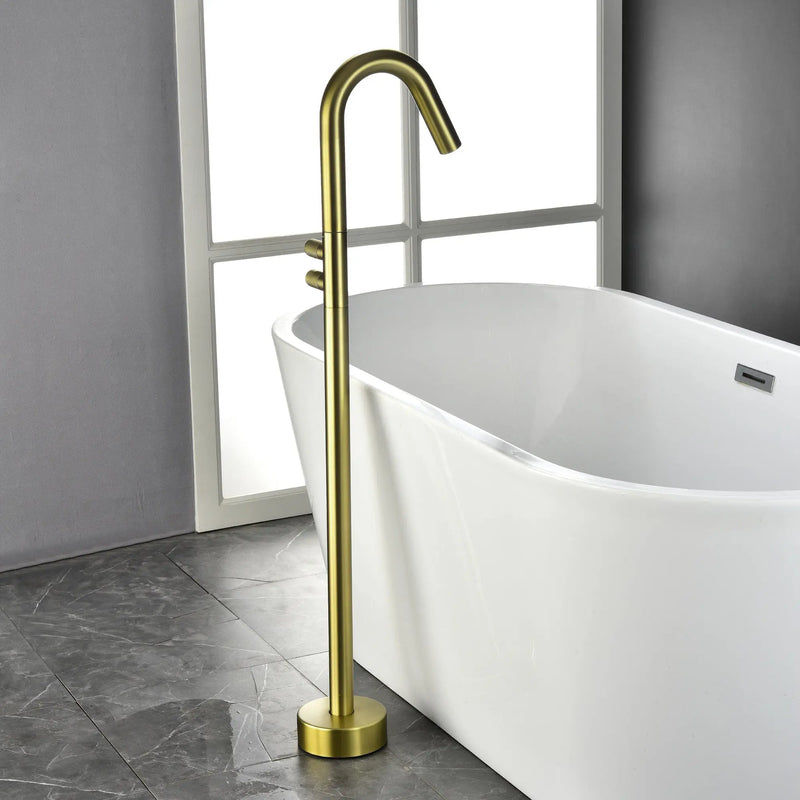 CUPC Freestanding Tub Filler Bathtub Faucet 360-Degree Rotating Floor Mounted Faucets in matte black, brushed nickel, brushed gold, brushed gun grey freestanding-tub-filler-bathtub-faucet-black-floor-mounted-faucets 