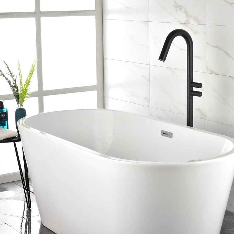 CUPC Freestanding Tub Filler Bathtub Faucet 360-Degree Rotating Floor Mounted Faucets in matte black, brushed nickel, brushed gold, brushed gun grey freestanding-tub-filler-bathtub-faucet-black-floor-mounted-faucets 
