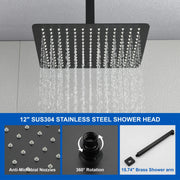 Ceiling-Mounted 3 functions Tub Shower Faucet Combo Set with 12-inch shower head, hand shower, 180 degree swivel bath outlet luxury-tub-shower-faucet-combo-set-with-rough-in-valve-wall-mounted-shower-system-with-tub-spout-bathroom-shower-fixture-shower-valve-and-trim-kit-1 