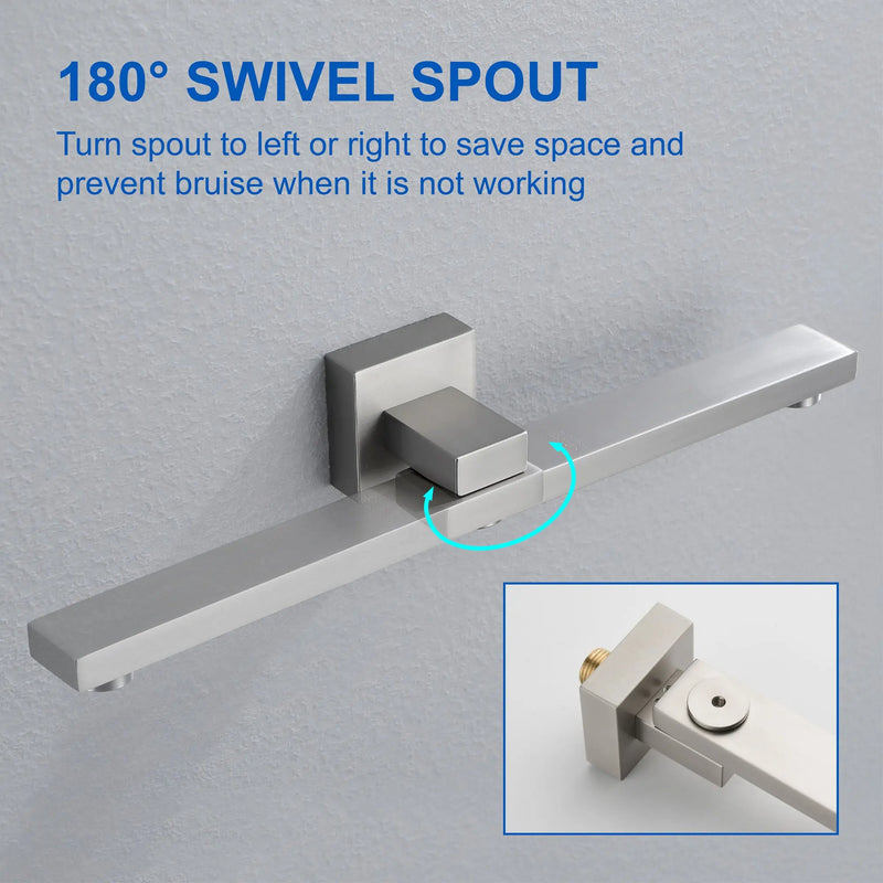 Ceiling-Mounted 3 functions Tub Shower Faucet Combo Set with 12-inch shower head, hand shower, 180 degree swivel bath outlet luxury-tub-shower-faucet-combo-set-with-rough-in-valve-wall-mounted-shower-system-with-tub-spout-bathroom-shower-fixture-shower-valve-and-trim-kit-1 