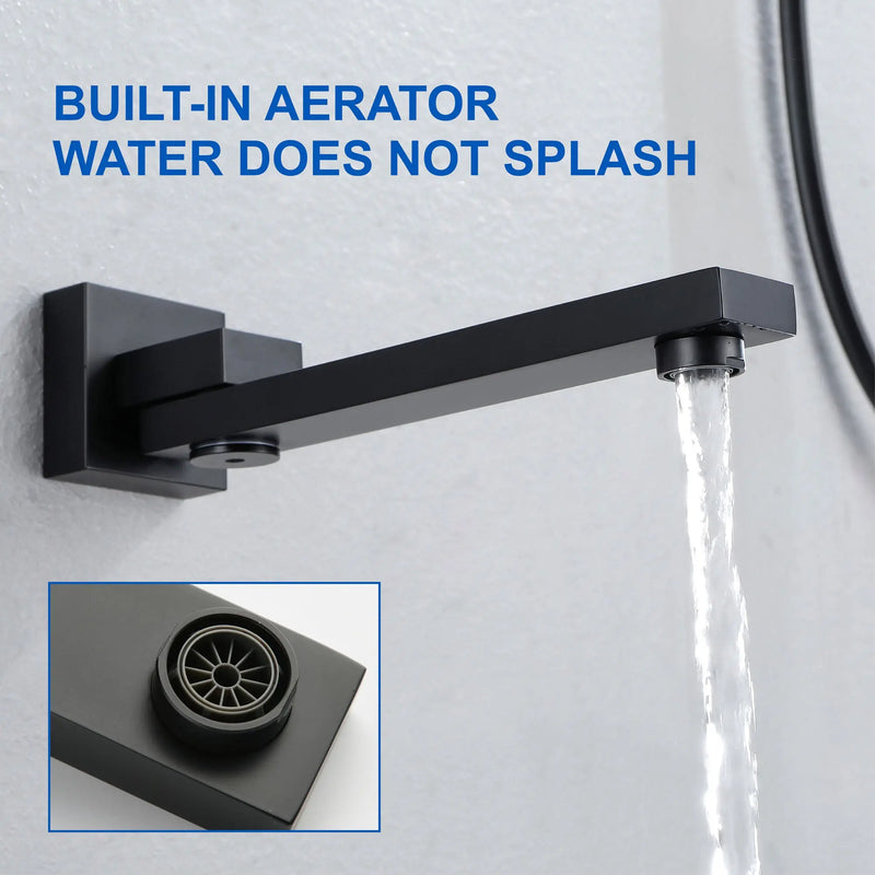 Ceiling-Mounted 3 functions Tub Shower Faucet Combo Set with 12-inch shower head, hand shower, 180 degree swivel bath outlet luxury-tub-shower-faucet-combo-set-with-rough-in-valve-wall-mounted-shower-system-with-tub-spout-bathroom-shower-fixture-shower-valve-and-trim-kit-1 