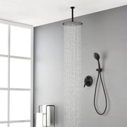 Ceiling-mounted Shower System with 12" Square Rain Shower Head and 5-Setting High Pressure Handheld Shower luxury-shower-faucet-set-shower-system-with-high-pressure-12-rain-shower-head-and-5-setting-handheld-shower Matte Black / Brass / 12" steel shower head