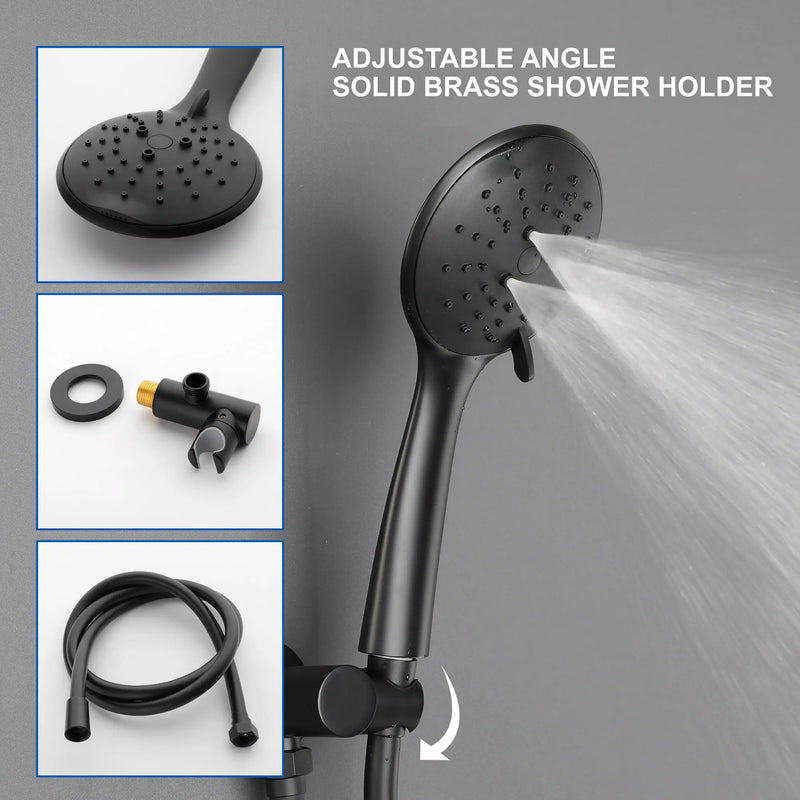 Ceiling-mounted Shower System with 12" Square Rain Shower Head and 5-Setting High Pressure Handheld Shower luxury-shower-faucet-set-shower-system-with-high-pressure-12-rain-shower-head-and-5-setting-handheld-shower 
