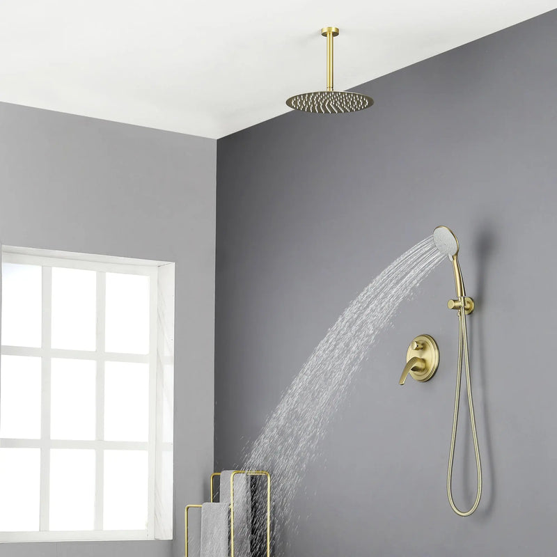 Ceiling-mounted Shower System with 12" Square Rain Shower Head and 5-Setting High Pressure Handheld Shower luxury-shower-faucet-set-shower-system-with-high-pressure-12-rain-shower-head-and-5-setting-handheld-shower 