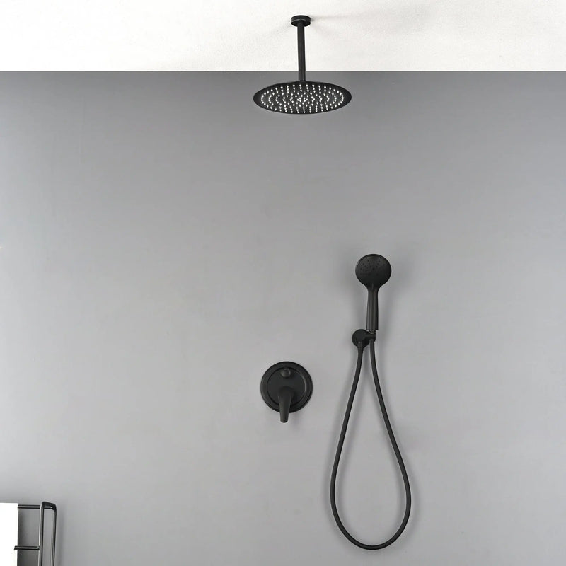 Ceiling-mounted Shower System with 12" Square Rain Shower Head and 5-Setting High Pressure Handheld Shower luxury-shower-faucet-set-shower-system-with-high-pressure-12-rain-shower-head-and-5-setting-handheld-shower 