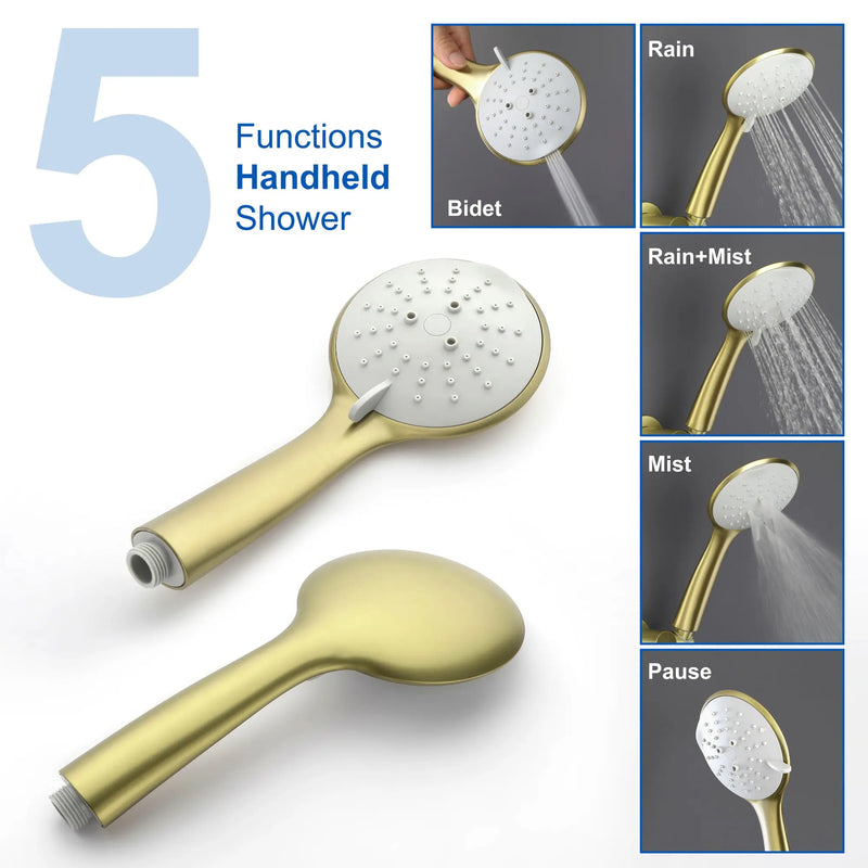 Ceiling-mounted Shower System with 12" Square Rain Shower Head and 5-Setting High Pressure Handheld Shower luxury-shower-faucet-set-shower-system-with-high-pressure-12-rain-shower-head-and-5-setting-handheld-shower 