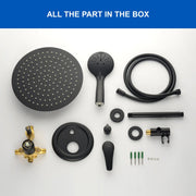 Ceiling-mounted Shower System with 12" Square Rain Shower Head and 5-Setting High Pressure Handheld Shower luxury-shower-faucet-set-shower-system-with-high-pressure-12-rain-shower-head-and-5-setting-handheld-shower 