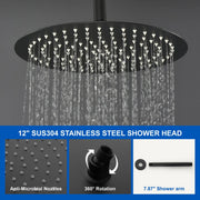 Ceiling-mounted Shower System with 12" Square Rain Shower Head and 5-Setting High Pressure Handheld Shower luxury-shower-faucet-set-shower-system-with-high-pressure-12-rain-shower-head-and-5-setting-handheld-shower 