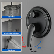 Ceiling-mounted Shower System with 12" Square Rain Shower Head and 5-Setting High Pressure Handheld Shower luxury-shower-faucet-set-shower-system-with-high-pressure-12-rain-shower-head-and-5-setting-handheld-shower 