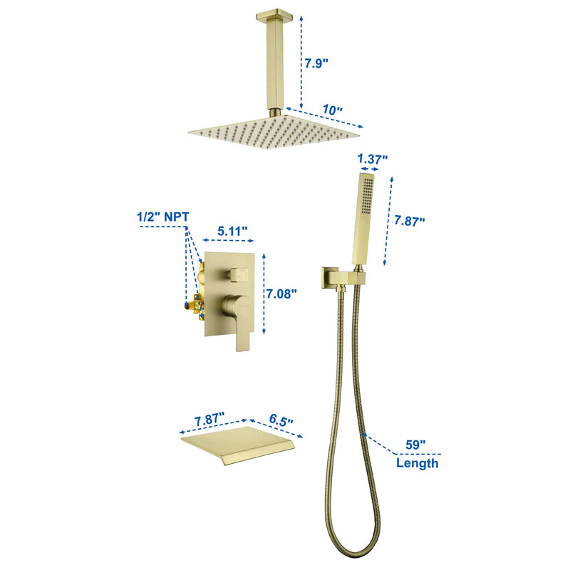 Ceiling Mount 10 Inch Black Shower System Faucet Waterfall Tub Complete with Matte Spout Set Square Luxury Rain Mixer Pressure Balancing 3-Function ceiling-mount-10-inch-black-shower-system-faucet-waterfall-tub-complete-with-matte-spout-set-square-luxury-rain-mixer-pressure-balancing-3-function 