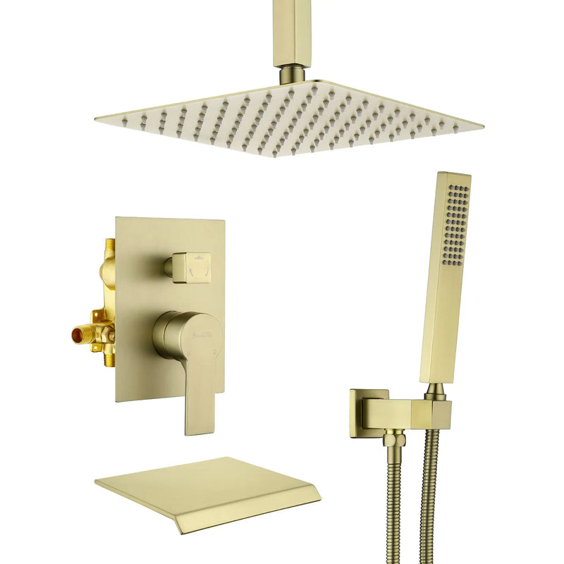 Ceiling Mount 10 Inch Black Shower System Faucet Waterfall Tub Complete with Matte Spout Set Square Luxury Rain Mixer Pressure Balancing 3-Function ceiling-mount-10-inch-black-shower-system-faucet-waterfall-tub-complete-with-matte-spout-set-square-luxury-rain-mixer-pressure-balancing-3-function Brushed Gold / Brass / 17.72 x 13.43 x 5.67 inches