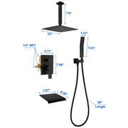 Ceiling Mount 10 Inch Black Shower System Faucet Waterfall Tub Complete with Matte Spout Set Square Luxury Rain Mixer Pressure Balancing 3-Function ceiling-mount-10-inch-black-shower-system-faucet-waterfall-tub-complete-with-matte-spout-set-square-luxury-rain-mixer-pressure-balancing-3-function 