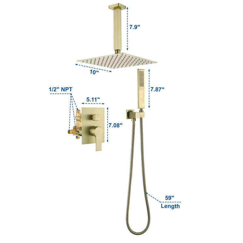 Ceiling Mount Shower System, 10-Inch Bathroom Luxury Rain Mixer Shower with high pressure handheld shower ceiling-mount-shower-system-10-inch-bathroom-luxury-rain-mixer-shower 