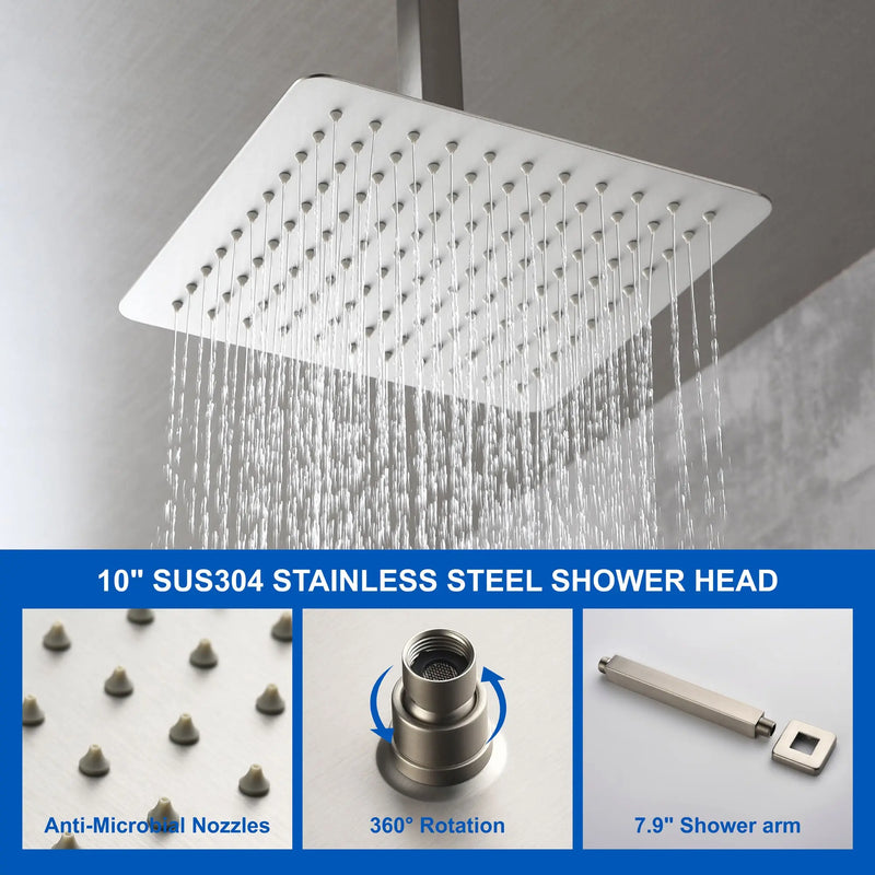 Ceiling Mount Shower System, 10-Inch Bathroom Luxury Rain Mixer Shower with high pressure handheld shower ceiling-mount-shower-system-10-inch-bathroom-luxury-rain-mixer-shower 
