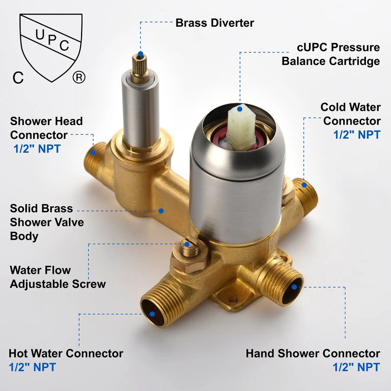 Ceiling Mounted Rain Shower System, SHAMANDA Luxury Brass Shower Faucet Set with 12 Inch Shower Head and Hand Shower ceiling-mounted-rain-shower-system-shamanda-luxury-brass-shower-faucet-set-with-12-inch-shower-head-and-hand-shower-88005b 