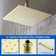 Ceiling Mounted Rain Shower System, SHAMANDA Luxury Brass Shower Faucet Set with 12 Inch Shower Head and Hand Shower ceiling-mounted-rain-shower-system-shamanda-luxury-brass-shower-faucet-set-with-12-inch-shower-head-and-hand-shower-88005b 