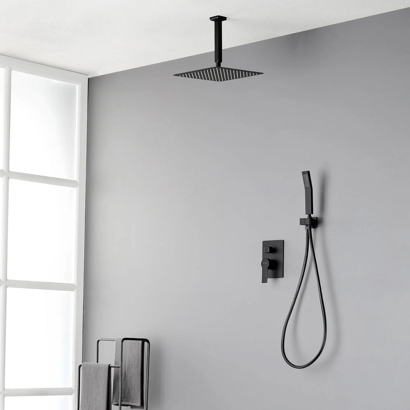 Ceiling Mounted Rain Shower System, SHAMANDA Luxury Brass Shower Faucet Set with 12 Inch Shower Head and Hand Shower ceiling-mounted-rain-shower-system-shamanda-luxury-brass-shower-faucet-set-with-12-inch-shower-head-and-hand-shower-88005b 