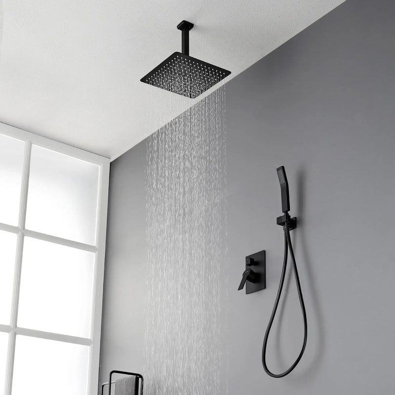Ceiling Mounted Rain Shower System, SHAMANDA Luxury Brass Shower Faucet Set with 12 Inch Shower Head and Hand Shower ceiling-mounted-rain-shower-system-shamanda-luxury-brass-shower-faucet-set-with-12-inch-shower-head-and-hand-shower-88005b 
