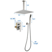 Ceiling Mounted Rain Shower System, SHAMANDA Luxury Brass Shower Faucet Set with 12 Inch Shower Head and Hand Shower ceiling-mounted-rain-shower-system-shamanda-luxury-brass-shower-faucet-set-with-12-inch-shower-head-and-hand-shower-88005b 