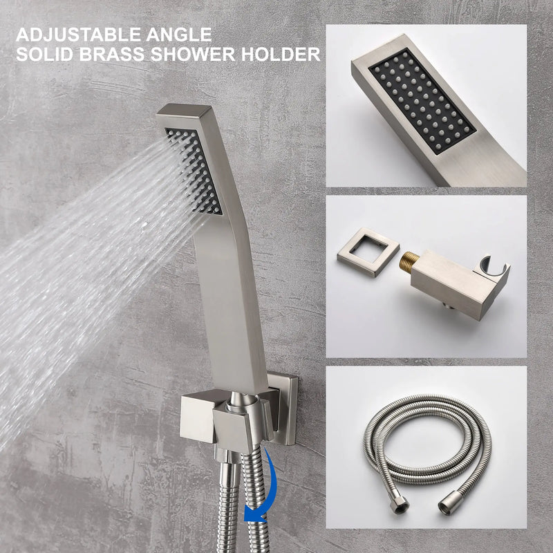 Ceiling Mounted Rain Shower System, SHAMANDA Luxury Brass Shower Faucet Set with 12 Inch Shower Head and Hand Shower ceiling-mounted-rain-shower-system-shamanda-luxury-brass-shower-faucet-set-with-12-inch-shower-head-and-hand-shower-88005b 