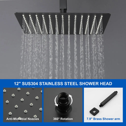 Ceiling Mounted Rain Shower System, SHAMANDA Luxury Brass Shower Faucet Set with 12 Inch Shower Head and Hand Shower ceiling-mounted-rain-shower-system-shamanda-luxury-brass-shower-faucet-set-with-12-inch-shower-head-and-hand-shower-88005b 