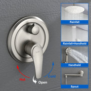 Celling Mounted Tub & Shower Faucet Set Round 12inch Bathroom Rain Shower System with 7 Setting Handheld Shower and 180 Swivel Rotating Tub Spout shower-faucet-set-with-tub-spout-rain-shower-system-bathroom-shower-set-tub-shower-faucet-combo-set-complete-celling-mounted-1 