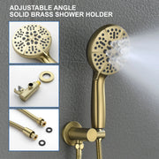 Celling Mounted Tub & Shower Faucet Set Round 12inch Bathroom Rain Shower System with 7 Setting Handheld Shower and 180 Swivel Rotating Tub Spout shower-faucet-set-with-tub-spout-rain-shower-system-bathroom-shower-set-tub-shower-faucet-combo-set-complete-celling-mounted-1 