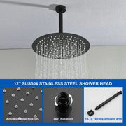 Celling Mounted Tub & Shower Faucet Set Round 12inch Bathroom Rain Shower System with 7 Setting Handheld Shower and 180 Swivel Rotating Tub Spout shower-faucet-set-with-tub-spout-rain-shower-system-bathroom-shower-set-tub-shower-faucet-combo-set-complete-celling-mounted-1 