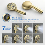 Celling Mounted Tub & Shower Faucet Set Round 12inch Bathroom Rain Shower System with 7 Setting Handheld Shower and 180 Swivel Rotating Tub Spout shower-faucet-set-with-tub-spout-rain-shower-system-bathroom-shower-set-tub-shower-faucet-combo-set-complete-celling-mounted-1 