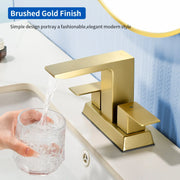 Centerset Bathroom Sink Faucet 1.2 GPM, Waterfall 4 Inch Bathroom Vanity Faucet for Basin with Pop-Up Drain and Hose centerset-waterfall-basin-faucet-4-inch-pop-up-drain 