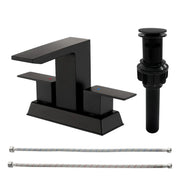 Centerset Bathroom Sink Faucet 1.2 GPM, Waterfall 4 Inch Bathroom Vanity Faucet for Basin with Pop-Up Drain and Hose centerset-waterfall-basin-faucet-4-inch-pop-up-drain 