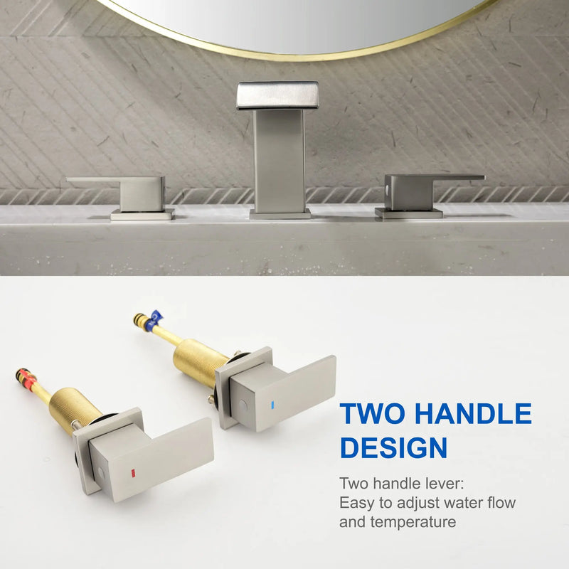 Deck-Mount Widespread Lavatory Faucet Waterfall 8-Inch 2-Handle Bathroom Faucet with Pop Up Drain - Matte Black, Brushed Nickel, Brushed Gold deck-mount-waterfall-8-inch-widespread-2-handle-bathroom-faucet-with-pop-up-drain 