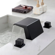 Deck-Mounted Waterfall Tub Filler 3 Hole Widespread Bathroom Sink Faucet with Two Square Handle waterfall-tub-filler-deck-mount-3-hole-roman-bathtub-faucet-two-square-handle-bathroom-sink-faucet-with-valve-and-cupc-water-supply-lines-brushed-gold-1520bg 