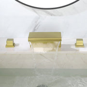 Deck-Mounted Waterfall Tub Filler 3 Hole Widespread Bathroom Sink Faucet with Two Square Handle waterfall-tub-filler-deck-mount-3-hole-roman-bathtub-faucet-two-square-handle-bathroom-sink-faucet-with-valve-and-cupc-water-supply-lines-brushed-gold-1520bg 