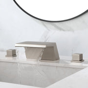 Deck-Mounted Waterfall Tub Filler 3 Hole Widespread Bathroom Sink Faucet with Two Square Handle waterfall-tub-filler-deck-mount-3-hole-roman-bathtub-faucet-two-square-handle-bathroom-sink-faucet-with-valve-and-cupc-water-supply-lines-brushed-gold-1520bg 