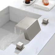 Deck-Mounted Waterfall Tub Filler 3 Hole Widespread Bathroom Sink Faucet with Two Square Handle waterfall-tub-filler-deck-mount-3-hole-roman-bathtub-faucet-two-square-handle-bathroom-sink-faucet-with-valve-and-cupc-water-supply-lines-brushed-gold-1520bg 