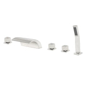 Deck Mount Bath Trim Hot and Cold Water Mixer 2 Knob Handles 5-Hole Roman Tub Faucet with Diverter and Hand Shower hot-and-cold-water-mixer-2-knob-handles-5-hole-deck-mount-roman-tub-faucet-with-diverter-and-hand-shower 