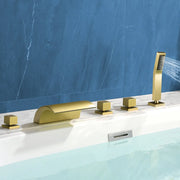 Deck Mount Bath Trim Hot and Cold Water Mixer 2 Knob Handles 5-Hole Roman Tub Faucet with Diverter and Hand Shower hot-and-cold-water-mixer-2-knob-handles-5-hole-deck-mount-roman-tub-faucet-with-diverter-and-hand-shower 