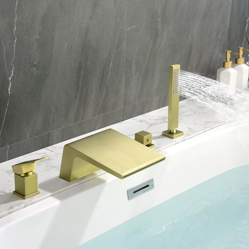 Deck Mount Roman Tub Faucet with Sprayer Waterfall Tub Filler with Hand Shower, Single Handle Bathtub Faucet Set with Handheld Shower Head, Valve and Trim Included deck-mount-roman-tub-faucet-with-sprayer-waterfall-tub-filler-with-hand-shower-single-handle-bathtub-faucet-set-with-handheld-shower-head-valve-and-trim-included 