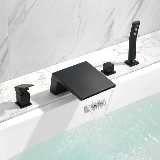 Deck Mount Roman Tub Faucet with Sprayer Waterfall Tub Filler with Hand Shower, Single Handle Bathtub Faucet Set with Handheld Shower Head, Valve and Trim Included deck-mount-roman-tub-faucet-with-sprayer-waterfall-tub-filler-with-hand-shower-single-handle-bathtub-faucet-set-with-handheld-shower-head-valve-and-trim-included 